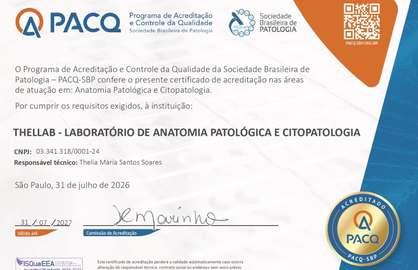 Thellab renova acreditação do PACQ-SBP